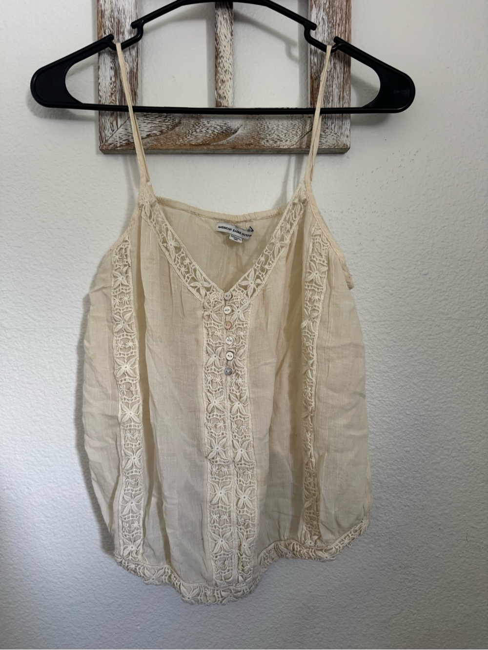 American Eagle Outfitters Cream Lace-Trim Camisole